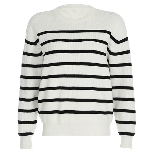 Load image into Gallery viewer, Casual Oversized Striped Autumn Pullover For Women Winter Warm Sweaters Basic Knitting Simplicity Jummpers Round Neck
