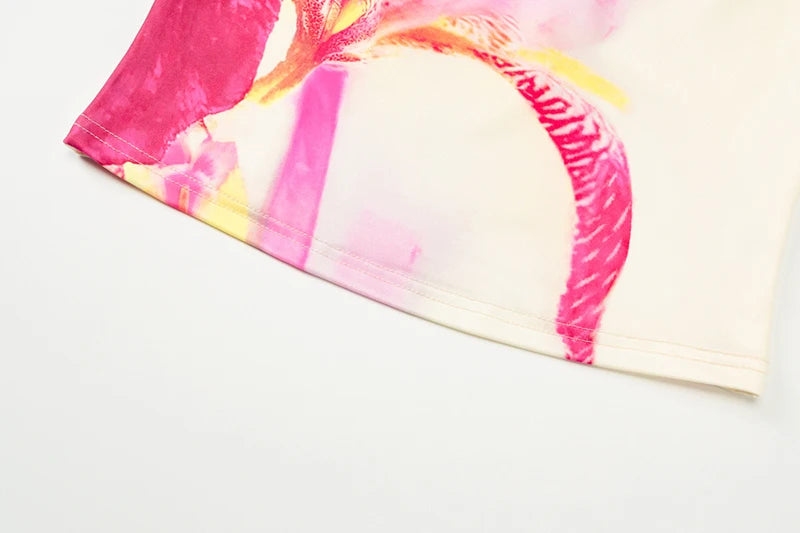 Print Two Piece Sets Women Halter Cropped Top And Maxi Skirt Ladies Fashion Summer New High Waist Skinny Skirt Set