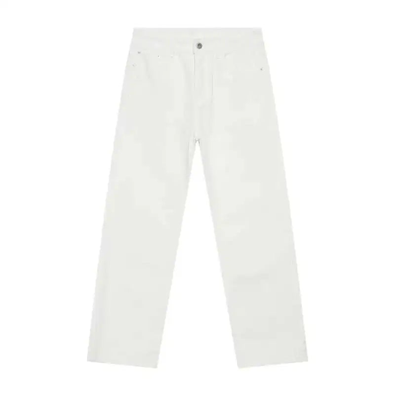 Fashion Men's Wear Jeans Slim Solid Color Casual Straight Washed Pencil Pants 2025 Summer Trend Male Trousers 9C7611