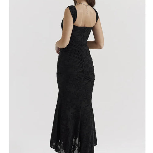 Load image into Gallery viewer, Sexy Camisole Patchwork Zipper Evening Dress For Women Ruffle Ruffled Bodycon Maxi Female Dress Elegant Party Vestidos
