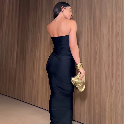 Load image into Gallery viewer, Sexy Sleeveless Off-shoulder Backless Strapless Black Maxi Dress For Women Elegant Evening Long Dress Female Outfits
