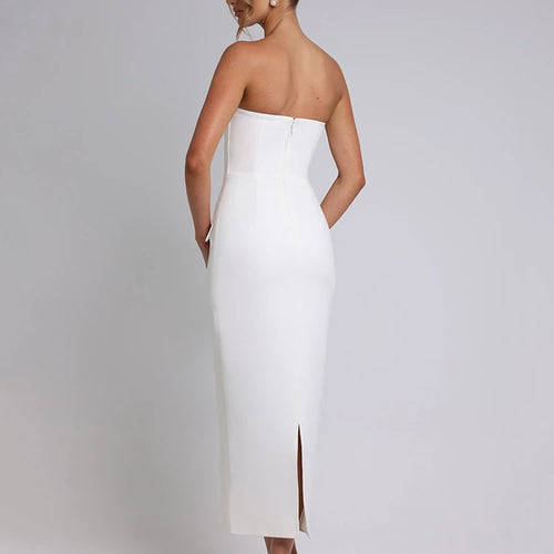 Load image into Gallery viewer, Elegant Strapless Bodycon Zipper Party Club Evening Dress Women Sexy Tight Fitting Backless Sleeveless Female Vestido
