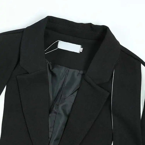 Load image into Gallery viewer, Women Black Color-block Big Size Blazer New Lapel Long Sleeve Loose Fit Jacket Fashion Tide Spring Autumn 2025 1DF3108
