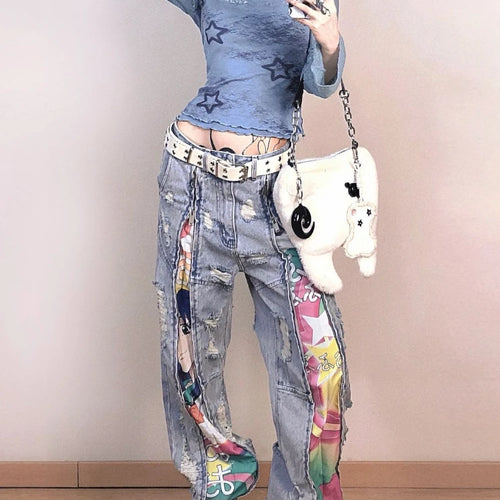 Load image into Gallery viewer, Y2k Aesthetic Leopard Patchwork Tshirts Women Harajuku Gothic Punk Basic T-shirt Streetwear Diamond Bottoming Tee Shirts Femme
