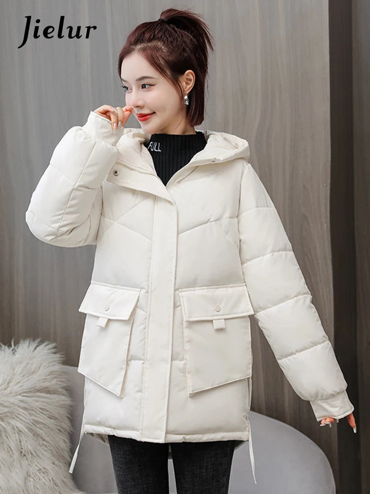 Down Cotton Jackets Winter Korean Women Parkas Loose Thickened Hooded Warm Coat Woman Mid-length Blue Khaki Jacket M-XXL