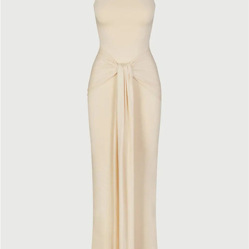 Load image into Gallery viewer, Half High Collar Irregular Tank Dress For Women 2024 New Fashion Sleeveless Bodycon Ruched Sexy Long Dress Elegant
