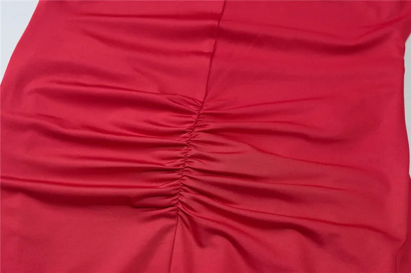 Short Sleeve Ruched Sexy Maxi Dress For Women Fashion Summer New Solid High Waist Slim Fit Elegant Long Dress Vestido