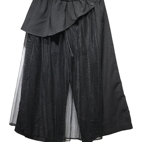 Load image into Gallery viewer, High Elastic Waist Gray Mesh Irregular Spliced Wide Leg Pants New Trousers Women Fashion Tide Spring Autumn 2025  1DJ1393
