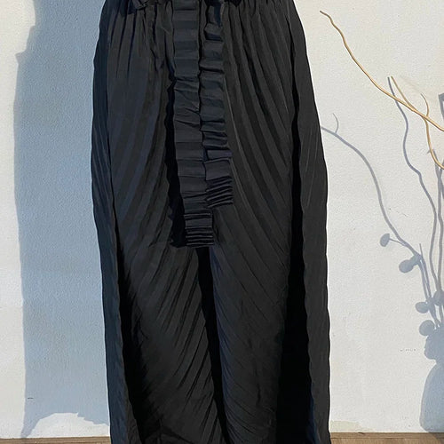 Load image into Gallery viewer, Wide Leg Pants Pleated Two Piece Suit New Turtleneck Long Sleeve Black Loose Fit Women Fashion Spring Autumn 2025 1DE3064
