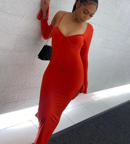 Autumn Oblique Shoulder Long Sleeve Dress For Women Sexy Wrap Hip Fit Irregular Long Dress Elegant Party Evening Dress