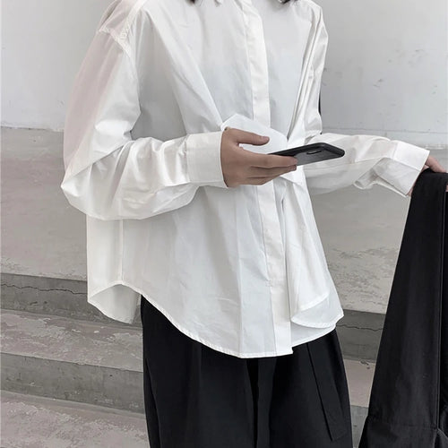 Load image into Gallery viewer, Women Black Irregular Button Big Size Casual Blouse New Lapel Long Sleeve Shirt Fashion Tide Spring Autumn 2025 1DJ1667
