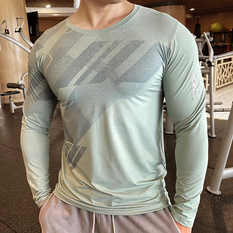 Men Fitness Compression Sport Shirt High Quality Running Long Sleeve Upper Clothing Crew Neck Swearshirt Male Rash Guard Wicking