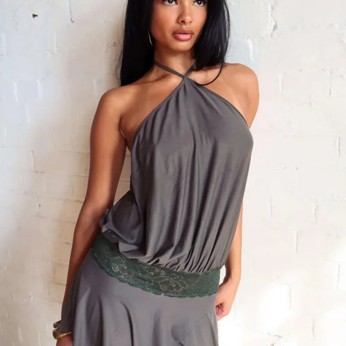 Load image into Gallery viewer, Halter Backless Sexy Mini Dress Women Robe Fashion Summer New Lace Patchwork Sleeveless Pleated Ruffled Club Dress
