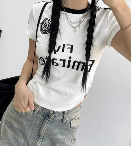 Summer Crop Tshirts for Women Drawstraight Tunic Fashion Y2k Tops O-neck Short Sleeve Tees Casual Korean Camisetas Ropa Mujer