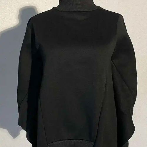 Load image into Gallery viewer, Loose Black Irregular Sweatshirt New Turtleneck Long Sleeve Women Big Size Fashion Tide Spring Autumn 2025 WD00301
