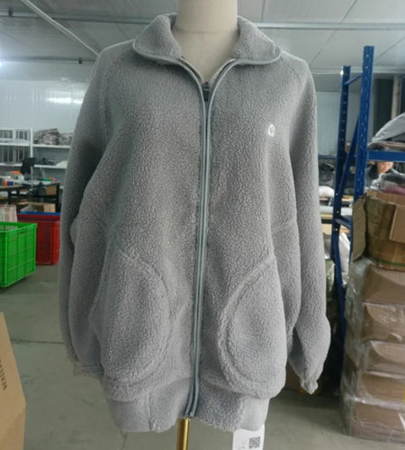 Lamb Wool Zipper Turndown Collar Coat Women Fall Winter Clothing Casual Pockets Vintage Outwear Fashion Y2k Jacket Ropa Mujer