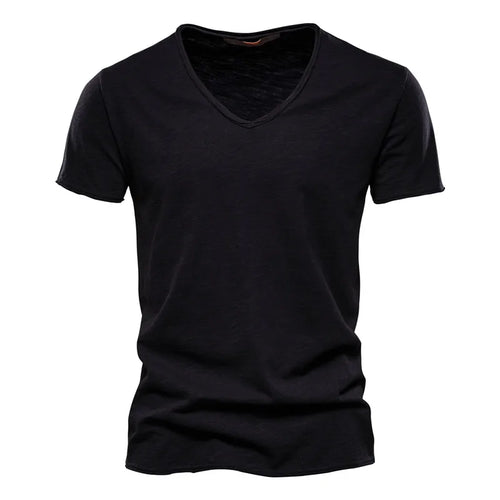 Load image into Gallery viewer, Brand Quality 100% Cotton Men T-shirt V-neck Fashion Design Slim Fit Soild T-shirts Male Tops Tees Short Sleeve T Shirt For Men v1
