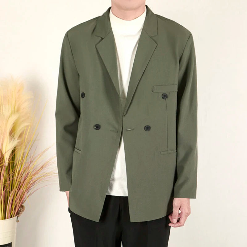 Business Casual Men's Suit Jackets Double Breasted Korean Style Menswear Loose Solid Color New Male Blazers Spring 9W1227