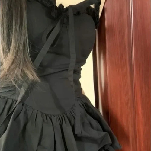 Load image into Gallery viewer, Gothic Hrajuku Goth Lolita Kawaii Cute Black Ruffles Dress Soft Girl Y2k Fashion Cake Party Short Dresses
