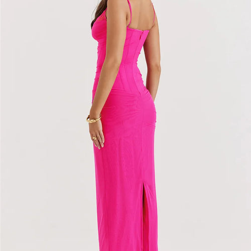 Load image into Gallery viewer, Elegant Spaghetti Strap Backless Sexy Maxi Dress For Women Fashion Two Layer Mesh Sleeveless Bodycon Club Party Dress
