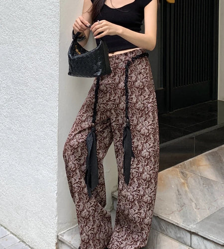 Hit Color Loose Casual Chic  Pant For Women High Waist Temperament Minimalsit Pant Female Fashion Style Clothes New