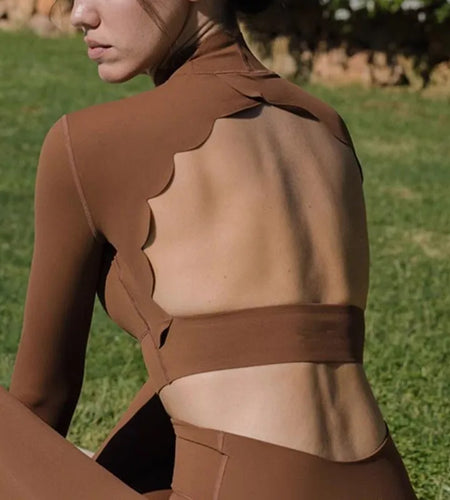 2025 Pad Lace Tight Tank Top Women Hollow Out Backless Nude Long Sleeve Yoga Shirt Outdoor Sports Fitness Running T-shirts