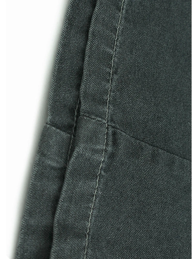 High Waist Gray Denim Pocket Casual Long Wide Leg Jeans New Women Trousers Fashion Tide Spring Autumn 2025 1DJ1571