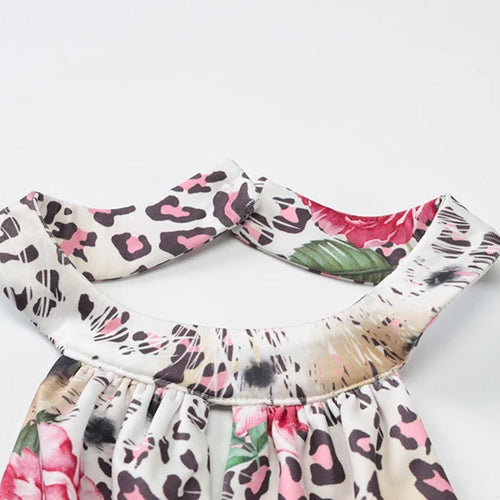 Load image into Gallery viewer, Hollow Out Halter Print Mini Dress For Women Robe Fashion Sleeveless Backless High Waist Ruffled Club Party Dress
