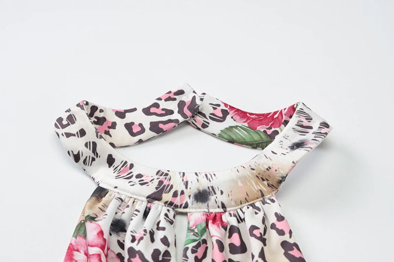 Hollow Out Halter Print Mini Dress For Women Robe Fashion Sleeveless Backless High Waist Ruffled Club Party Dress