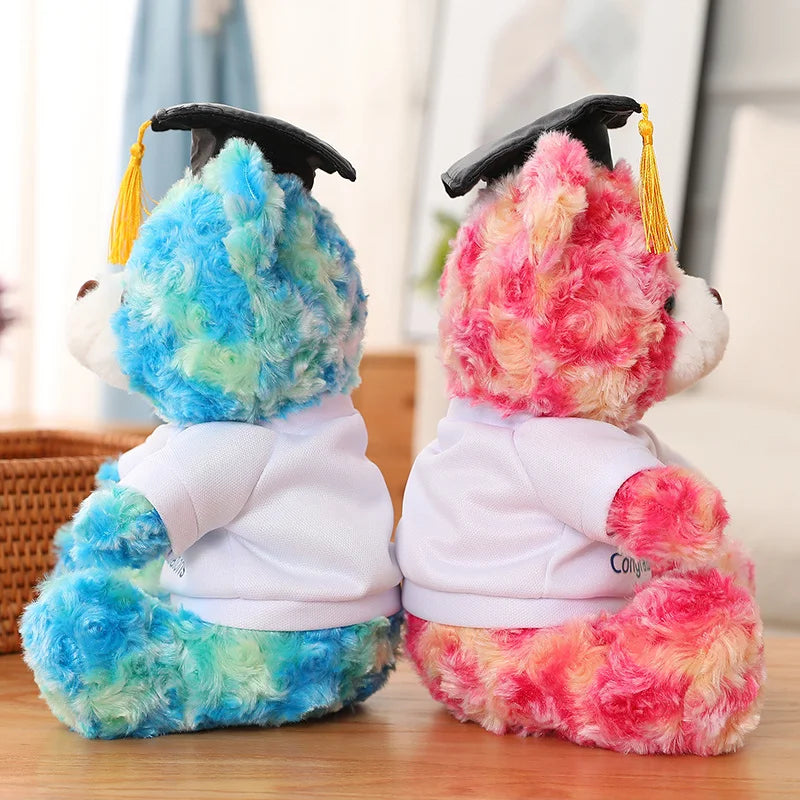 23-28cm Cute Dr. Bear Plush Toy Stuffed Soft Colorful Kawaii Teddy Bear Animal Dolls Graduation Birthday Gifts For Kids Girls