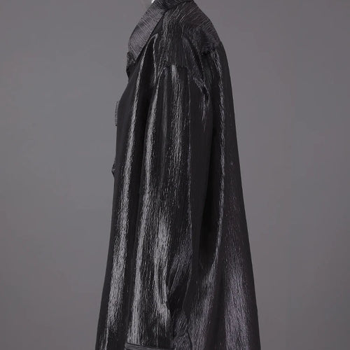 Load image into Gallery viewer, Women Black Thin Ruffles Perspective Big Size Blouse New Lapel Long Sleeve Shirt Fashion Tide Spring Autumn 2025  CPG3108
