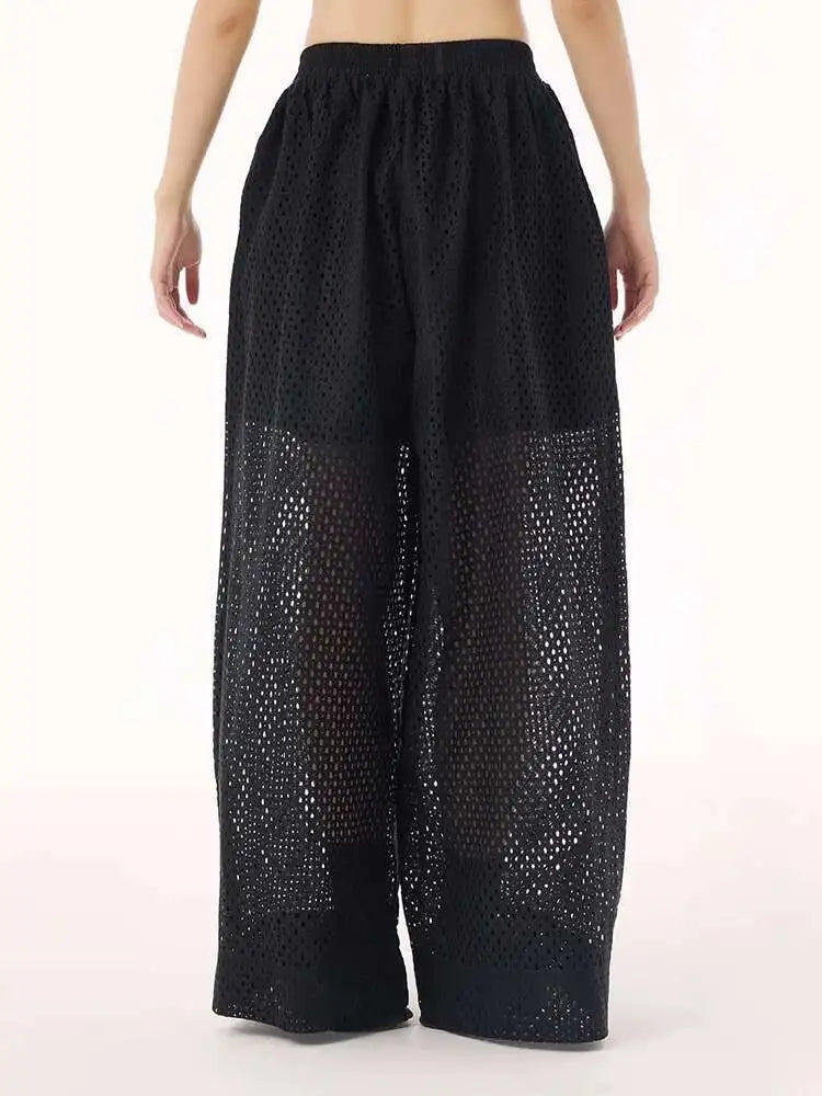 Women White Hollow Out Big Size Long Elegant Shirt Dress New Lapel Sleeveless Fashion Tide Spring Autumn 2025 1DH9424