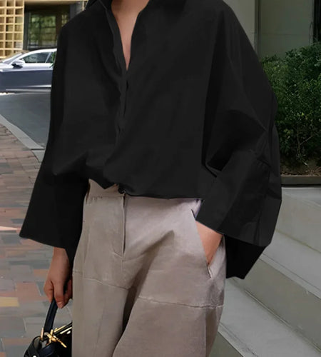 Women's Black White Blouses Shirts Korean 2024 Summer Autumn Long Sleeve Loose Basic Office Shirts Tops For Urban Lady