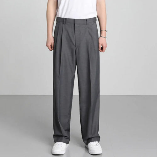 Load image into Gallery viewer, Korean Style Men&#39;s Suit Pants Droop Business Casual Straight Wide Leg Zippers Solid Color Male Trousers Summer 9C6576
