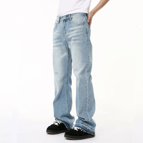 Load image into Gallery viewer, American Style New Men&#39;s Denim Pants Casual Washing Straight Zipper Menwear Wide Leg Male Trousers Summer Simple 9C6502
