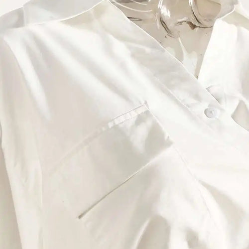 Load image into Gallery viewer, Women White Irregular Bandage Slit Shirt Dress New V-Neck Long Sleeve Loose Fit Fashion Tide Spring Autumn 2025 1DE9884
