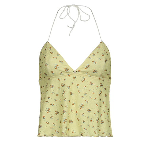 Load image into Gallery viewer, Summer Holidays Backless Halter Top Camisole Tie-Up Sexy Hot Print Tanks Korean Kawaii Summer Crop Tops Women Flowers
