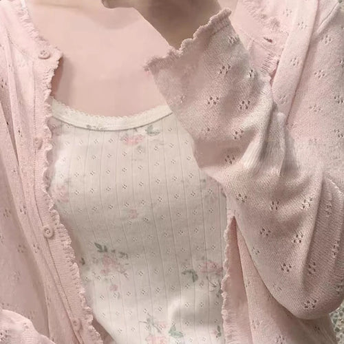 Load image into Gallery viewer, Women Summer Sun Protection Coat Lace Hollow Cardigan Lolita Female Blouse Tops Covers Blusa Y2K Korean All Match 2025
