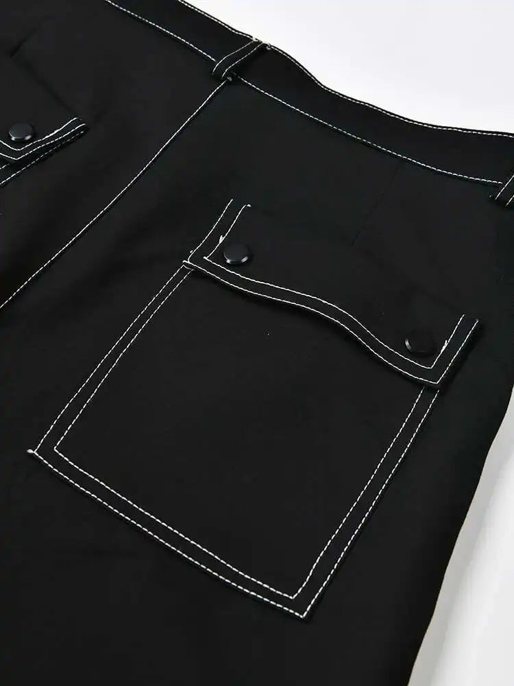 Black Jacket Big Size Wide Leg Pants Two Piece Suit New Lapel Long Sleeve Women Fashion Tide Spring Autumn 2025  CPG0425