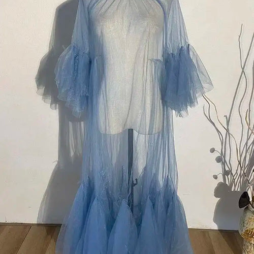 Load image into Gallery viewer, Women Black Ruffles Long Big Size Dress New Round Neck Three-quarter Sleeve Loose Fit Fashion Spring Summer 2025 JR77101
