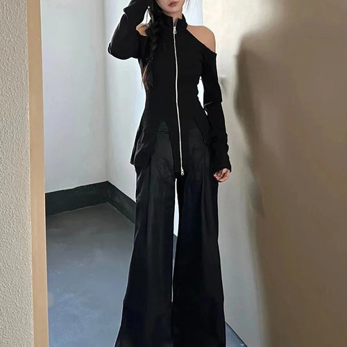 Load image into Gallery viewer, Sexy Fairy Off-the-shoulder Streetwear Slim T-shirts Grunge Knitted Y2k Aesthetic Tees Harajuku Vintage Casual Split Tops Women
