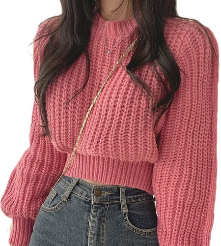 Loose Vintage Harajuku Lantern Long Sleeve Women Sweater Korean Autumn Winter Knitwear Soft Warm Tops Chic Solid Femme Sweater