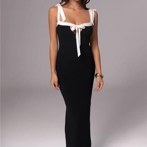 Load image into Gallery viewer, Lace-up Backless Sexy Maxi Dress Women Square Collar Patchwork Sleeveless Bodycon Club Party Sexy Long Dress Elegant
