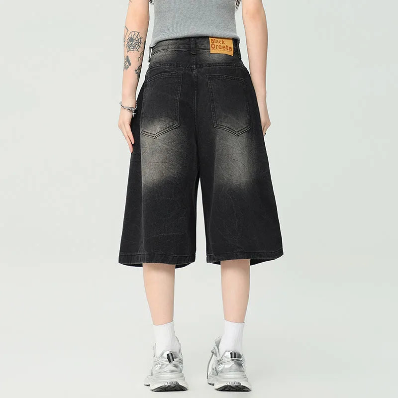 Men's Denim Shorts Washed American Style Gradient Color Multi Pockets Trendy Fashion Loose Male Clothing 2025 9W1725