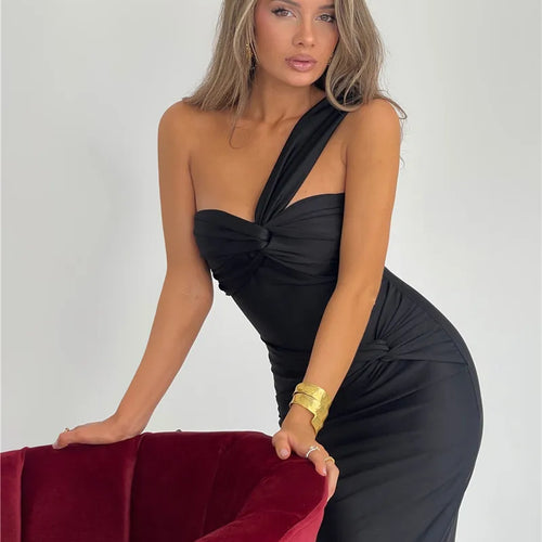 Load image into Gallery viewer, Strapless Backless Sexy Maxi Dress For Women Fashion One Shoulder Sleeveless Bodycon Club Party Long Dress Elegant
