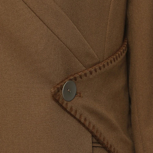 Load image into Gallery viewer, Women Brown Irregular Single Button Long Elegant Blazer New V-neck Long Sleeve Jacket Fashion Spring Autumn 2025 1DH6489
