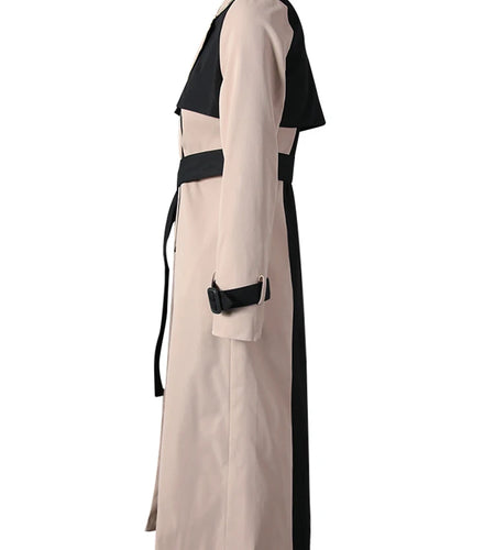Women Khaki Color-block Elegant Slim Trench New Lapel Long Sleeve Windbreaker Fashion Tide Spring Autumn 2025 2W1922