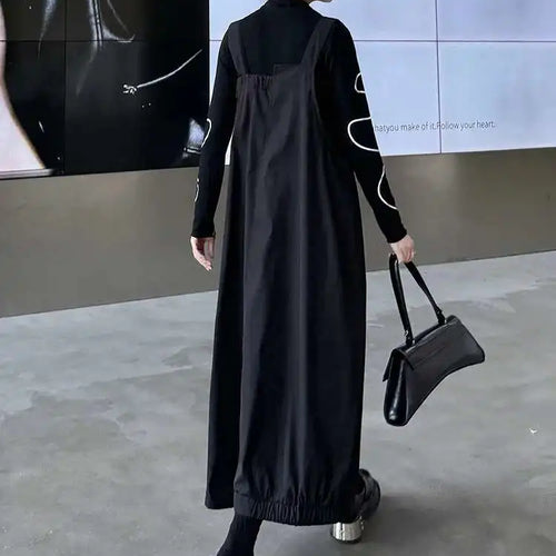 Load image into Gallery viewer, Women Coffee Irregular Spliced Big Size Strap Dress New Square Collar Sleeveless Fashion Tide Spring Autumn 2025 1DJ0050
