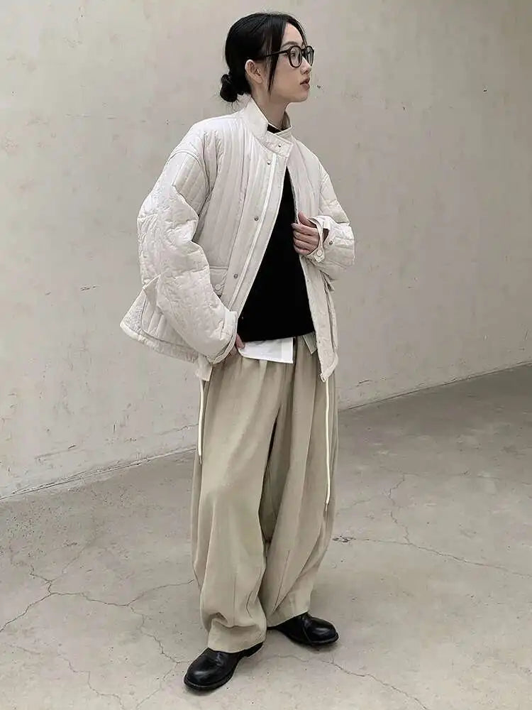 High Waist Khaki Button Pleated Brief Thick Long Wide Leg Pants New Trousers Women Fashion Tide Spring Autumn 2025 1DH8388