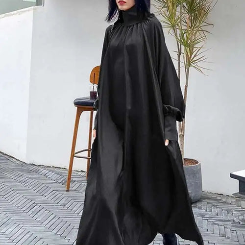 Load image into Gallery viewer, Women Gray Brief Long Big Size Elegant Dress New Turtleneck Long Sleeve Loose Fit Fashion Tide Spring Autumn 2025 1DH0252
